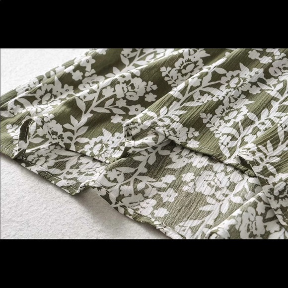 Green Leaf Floral Boho Gypsy Print Maxi Dress - Picture 7 of 9